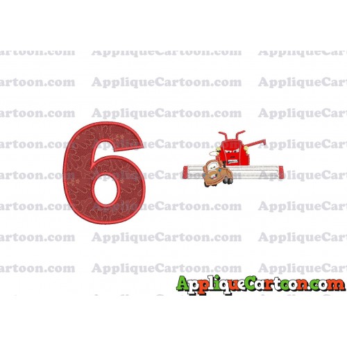 Tractor Tipping and Mater Applique Embroidery Design Birthday Number 6