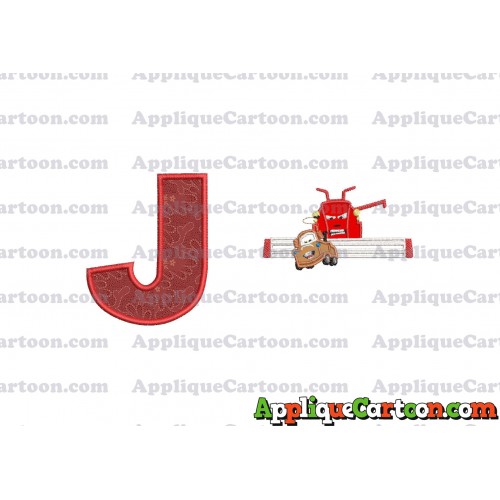 Tractor Tipping and Mater Applique Embroidery Design With Alphabet J