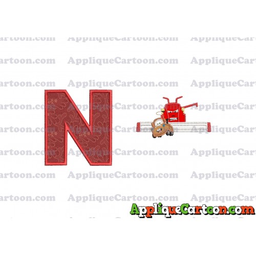 Tractor Tipping and Mater Applique Embroidery Design With Alphabet N