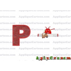 Tractor Tipping and Mater Applique Embroidery Design With Alphabet P