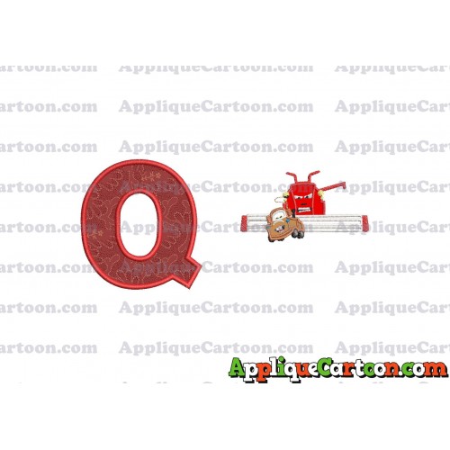 Tractor Tipping and Mater Applique Embroidery Design With Alphabet Q
