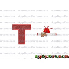 Tractor Tipping and Mater Applique Embroidery Design With Alphabet T