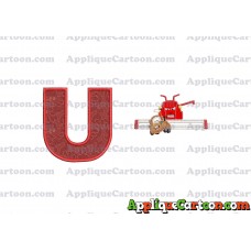 Tractor Tipping and Mater Applique Embroidery Design With Alphabet U