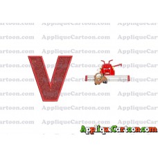 Tractor Tipping and Mater Applique Embroidery Design With Alphabet V