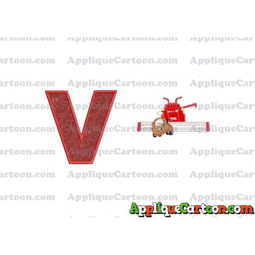 Tractor Tipping and Mater Applique Embroidery Design With Alphabet V