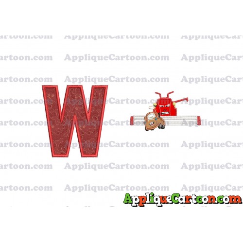 Tractor Tipping and Mater Applique Embroidery Design With Alphabet W