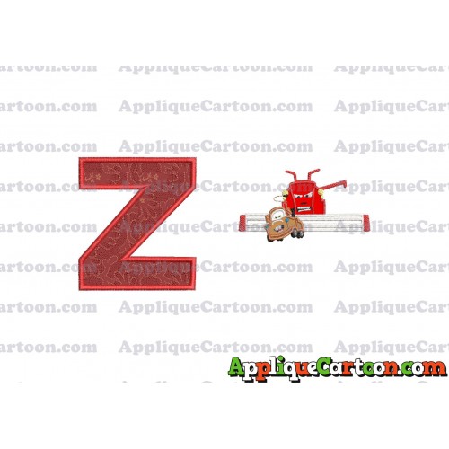 Tractor Tipping and Mater Applique Embroidery Design With Alphabet Z