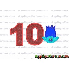 Trolls Branch Applique Embroidery Design Birthday Number 10