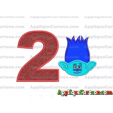 Trolls Branch Applique Embroidery Design Birthday Number 2