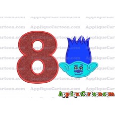 Trolls Branch Applique Embroidery Design Birthday Number 8