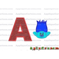 Trolls Branch Applique Embroidery Design With Alphabet A