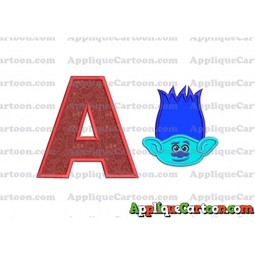 Trolls Branch Applique Embroidery Design With Alphabet A