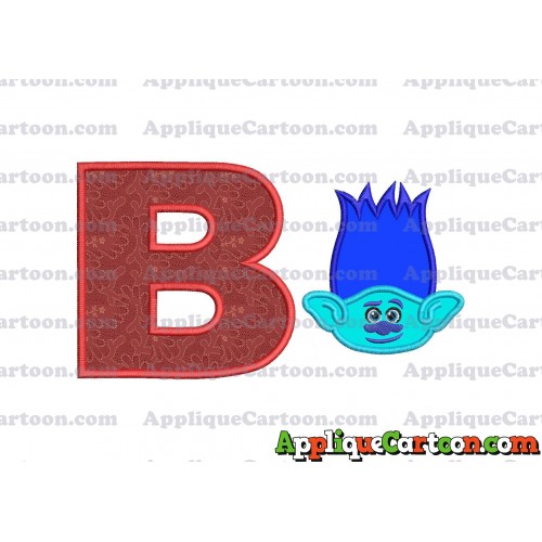 Trolls Branch Applique Embroidery Design With Alphabet B