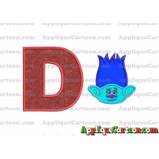 Trolls Branch Applique Embroidery Design With Alphabet D