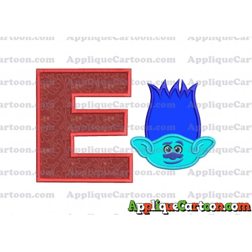 Trolls Branch Applique Embroidery Design With Alphabet E