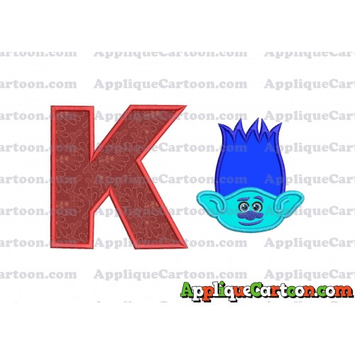 Trolls Branch Applique Embroidery Design With Alphabet K