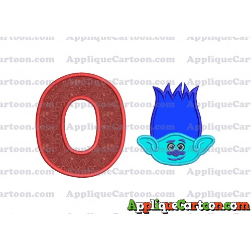 Trolls Branch Applique Embroidery Design With Alphabet O