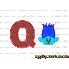 Trolls Branch Applique Embroidery Design With Alphabet Q
