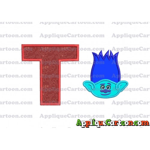 Trolls Branch Applique Embroidery Design With Alphabet T
