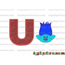 Trolls Branch Applique Embroidery Design With Alphabet U