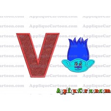 Trolls Branch Applique Embroidery Design With Alphabet V
