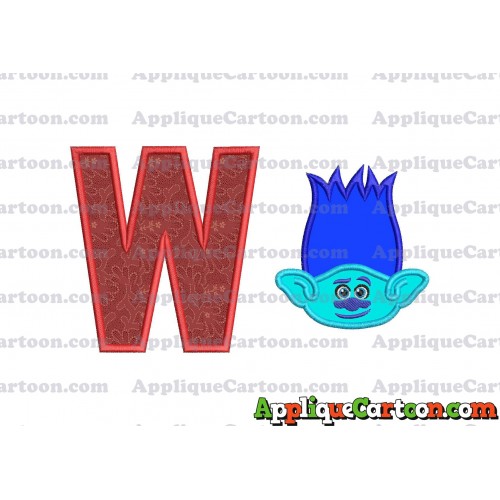 Trolls Branch Applique Embroidery Design With Alphabet W