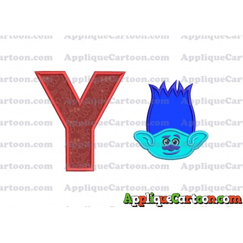 Trolls Branch Applique Embroidery Design With Alphabet Y