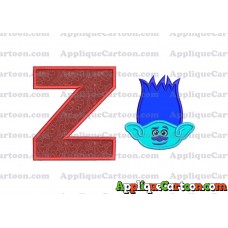 Trolls Branch Applique Embroidery Design With Alphabet Z