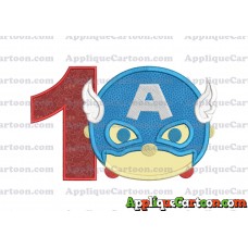 Tsum Tsum Captain America Applique Embroidery Design Birthday Number 1