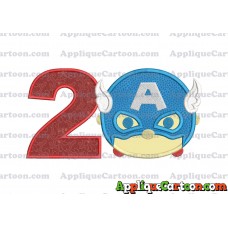 Tsum Tsum Captain America Applique Embroidery Design Birthday Number 2