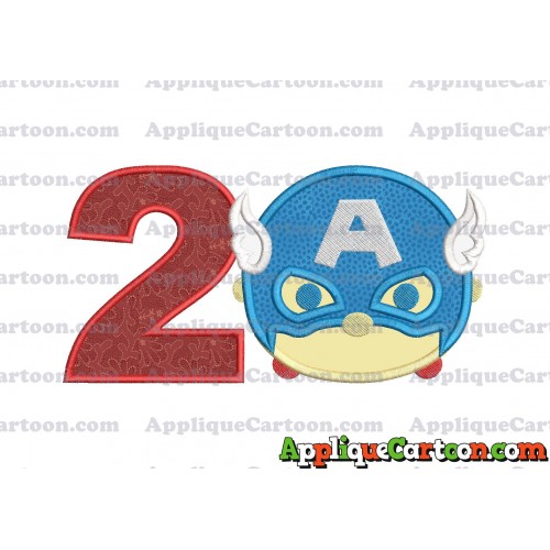 Tsum Tsum Captain America Applique Embroidery Design Birthday Number 2