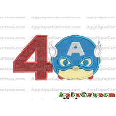 Tsum Tsum Captain America Applique Embroidery Design Birthday Number 4