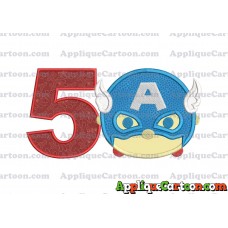 Tsum Tsum Captain America Applique Embroidery Design Birthday Number 5