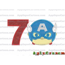 Tsum Tsum Captain America Applique Embroidery Design Birthday Number 7