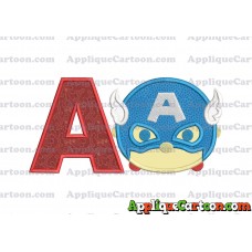 Tsum Tsum Captain America Applique Embroidery Design With Alphabet A
