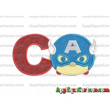 Tsum Tsum Captain America Applique Embroidery Design With Alphabet C
