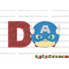 Tsum Tsum Captain America Applique Embroidery Design With Alphabet D
