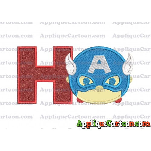 Tsum Tsum Captain America Applique Embroidery Design With Alphabet H