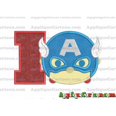 Tsum Tsum Captain America Applique Embroidery Design With Alphabet I