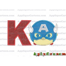 Tsum Tsum Captain America Applique Embroidery Design With Alphabet K