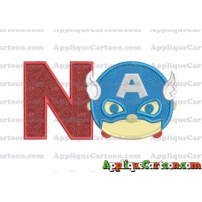 Tsum Tsum Captain America Applique Embroidery Design With Alphabet N