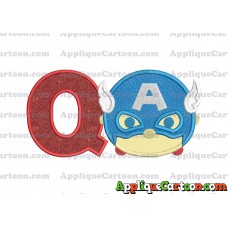Tsum Tsum Captain America Applique Embroidery Design With Alphabet Q
