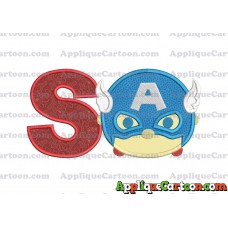 Tsum Tsum Captain America Applique Embroidery Design With Alphabet S