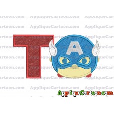 Tsum Tsum Captain America Applique Embroidery Design With Alphabet T
