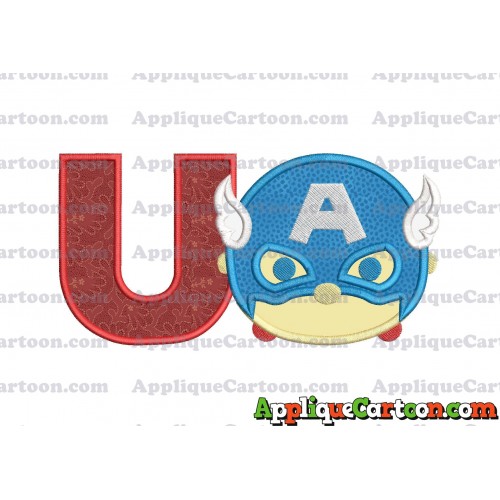 Tsum Tsum Captain America Applique Embroidery Design With Alphabet U