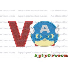 Tsum Tsum Captain America Applique Embroidery Design With Alphabet V