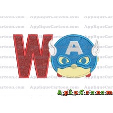 Tsum Tsum Captain America Applique Embroidery Design With Alphabet W