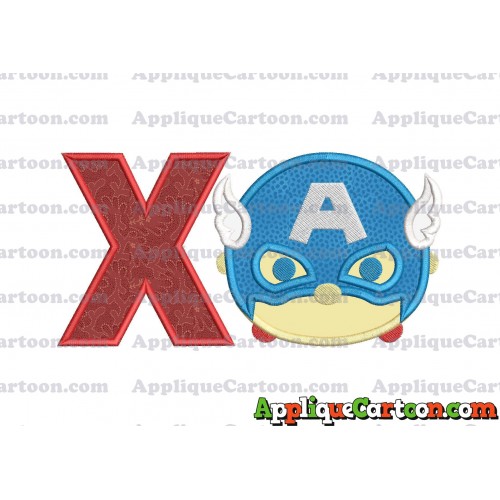Tsum Tsum Captain America Applique Embroidery Design With Alphabet X