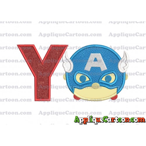 Tsum Tsum Captain America Applique Embroidery Design With Alphabet Y