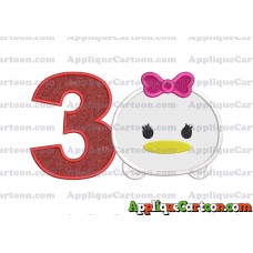 Tsum Tsum Daisy Duck Applique Embroidery Design Birthday Number 3